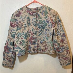 Vintage Painted Pony Floral  Women's jacket  With a Five  Metal Silver Tone